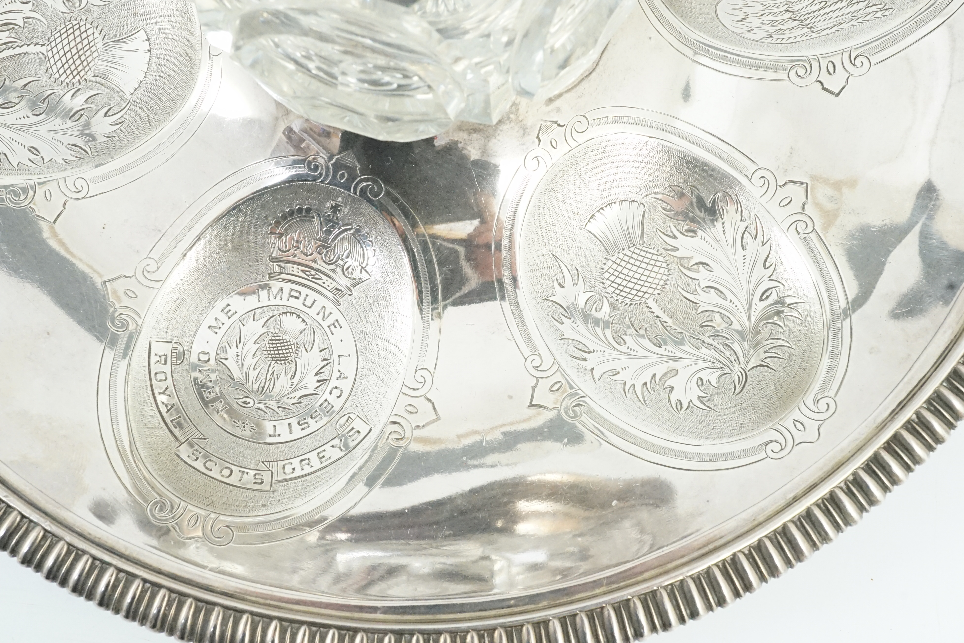 The Royal Scots Greys. An Edwardian silver Regimental inkstand. Hamilton & Inches, Edinburgh 1906
